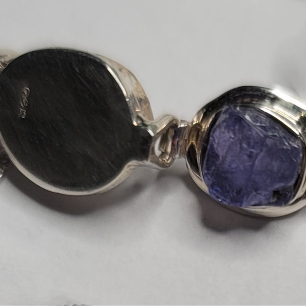 Real Tanzanite ruff locket pendant and chain 925 silver